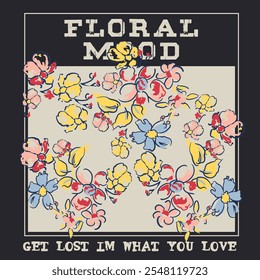 Slogan tipográfico de alma floral design ilustração.