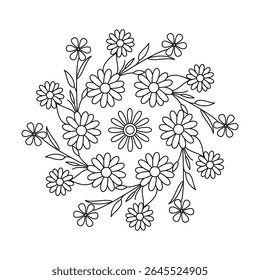 Página do livro de coloração de mandala de onda de alma floral