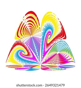 Floral spiral design. Colorful swirl vector. Botanical rotation pattern. Vibrant flower elements.