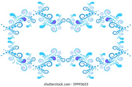 Floral and spiral elements border frame. Vector Illustration. EPS10