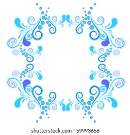 Floral and spiral elements border frame. Vector Illustration. EPS10
