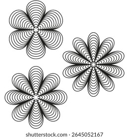 Floral spiral pattern. Petal curve shape. Abstract vector flower. Circular bloom symbol.