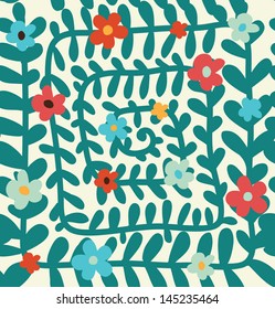 Floral spiral pattern. Seamless summer background with doodle flowers