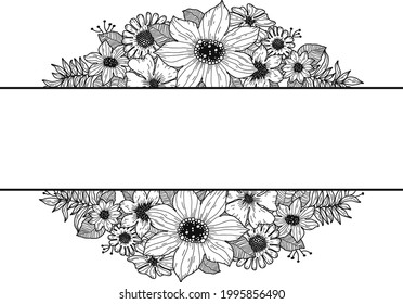 Floral split monogram name frame