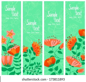 Floral spring abstract banners set