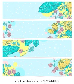 Floral spring abstract banners set