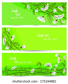 Floral spring abstract banners set