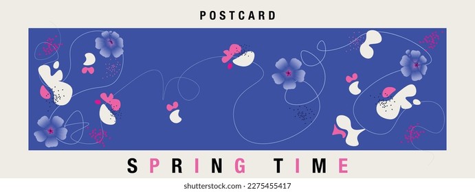 Floral spring background design. 
 Trendy abstract square art template. Suitable for social media, mobile applications, banner design and online adv. Vector trendy backgrounds.