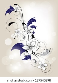 Floral spring background with swirls and flowers