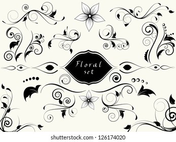 Floral spring elements with swirls and flowers