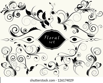 Floral spring elements with swirls and flowers