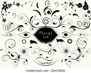Floral spring elements with swirls and flowers