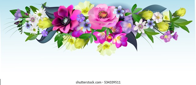 Floral Spring Graphic Design - with Colorful Flowers - for t-shirt, fashion, prints - in vector