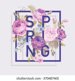 Floral Spring Graphic Design - for t-shirt, fashion, prints - in vector