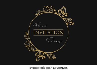 Floral spring invitation frame. Floral design element. Floral logo or icon.