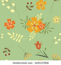 Floral spring pattern in retro colors