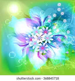 Floral spring romantic background. Vector illustration.