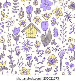 Floral spring seamless pattern. Abstract decorative background.