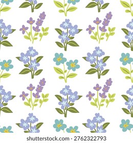 Floral spring seamless pattern. Hand drawn meadow flowers background.