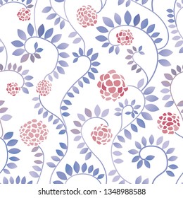 Floral, spring, seamless pattern, white background with abstract delicate flowers, . 