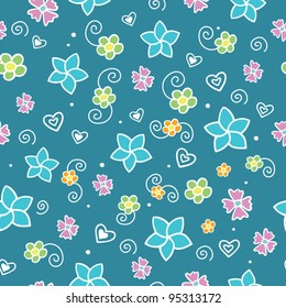 Floral spring seamless vector background