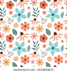 Floral spring summer pattern. Botanical illustration