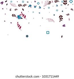Floral Spring and Summer Vector Wallpaper with Tiny Flowers, Leaves, Butterflies, Green Branches. Easter, Mother's Day, 8 March, Birthday, Wedding Background. Cute Botanical Border, Frame, Wreath.