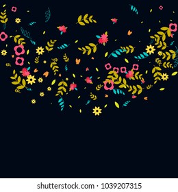 Floral Spring and Summer Vector Wallpaper with Flowers, Leaves, Butterflies, Green Branches. Easter, Mother's Day, 8 March, Birthday, Wedding Background for Banners, Cards, Posters, Invitations.
