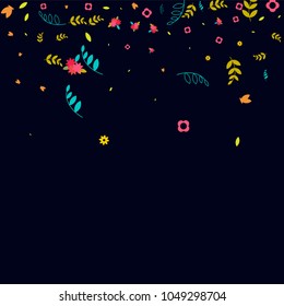 Floral Spring and Summer Vector Wallpaper with Tiny Flowers, Leaves, Butterflies, Green Branches. Easter, Mother's Day, 8 March, Birthday, Wedding Background. Cute Botanical Border, Frame, Wreath.