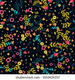 Floral Spring and Summer Vector Wallpaper with Flowers, Leaves, Butterflies, Green Branches. Easter, Mother's Day, 8 March, Birthday, Wedding Background for Banners, Cards, Posters, Invitations.