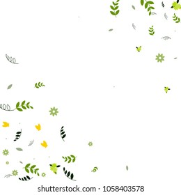 Floral Spring and Summer Vector Wallpaper with Flowers, Leaves, Butterflies, Green Branches. Easter, Mother's Day, 8 March, Birthday, Wedding Background for Banners, Cards, Posters, Invitations.
