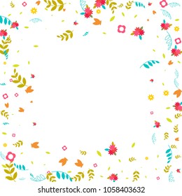 Floral Spring and Summer Vector Wallpaper with Flowers, Leaves, Butterflies, Green Branches. Easter, Mother's Day, 8 March, Birthday, Wedding Background for Banners, Cards, Posters, Invitations.