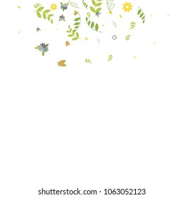 Floral Spring and Summer Vector Wallpaper with Flowers, Leaves, Butterflies, Green Branches. Easter, Mother's Day, 8 March, Birthday, Wedding Background for Banners, Cards, Posters, Invitations.