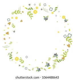 Floral Spring and Summer Vector Wallpaper with Flowers, Leaves, Butterflies, Green Branches. Easter, Mother's Day, 8 March, Birthday, Wedding Background for Banners, Cards, Posters, Invitations.