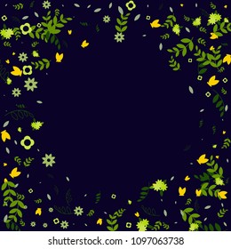 Floral Spring and Summer Vector Wallpaper with Flowers, Leaves, Butterflies, Green Branches. Easter, Mother's Day, 8 March, Birthday, Wedding Background for Banners, Cards, Posters, Invitations.