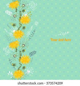Floral spring template with cute bunches of bluebells. For romantic design, announcements, greeting cards, posters, advertisement.