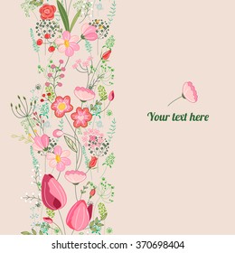 Floral spring template. For romantic design, announcements, postcards, posters.