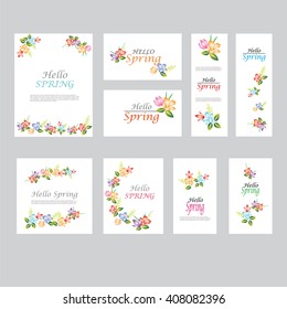 Floral spring templates .For romantic and easter design, announcements, greeting cards, posters, advertisement.vector illustration.