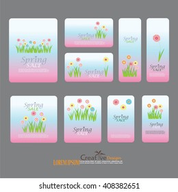 Floral spring templates .For romantic and easter design, announcements, greeting cards, posters, advertisement.vector illustration.