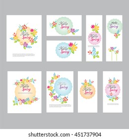 Floral spring templates .For romantic and easter design, announcements, greeting cards, posters, advertisement.vector illustration.