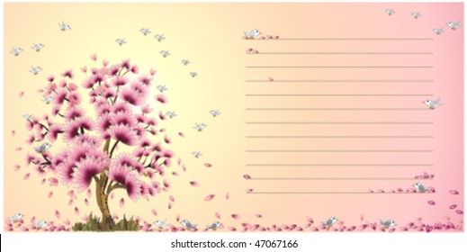 floral spring tree in blossom with text area