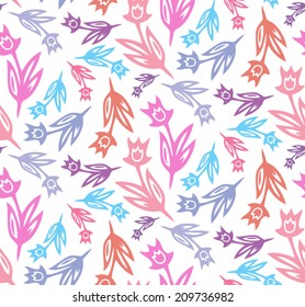 Floral spring tulips clean seamless pattern