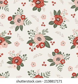 Floral spring vector seamless pattern, digital repeating background for fabric, textile, wallpaper, scrapbook paper, stationery, surface design
