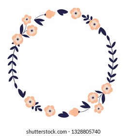 Floral spring wreath, vector illustration.