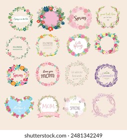 Floral Spring Wreath vector illustration