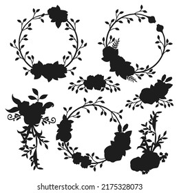 
Floral spring wreath Vector Silhouettes Collections