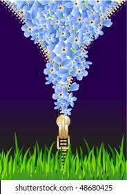 Floral spring zipper