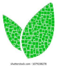 Floral Sprout collage icon of rectangles and circles in various sizes. Vector objects are united into floral sprout collage design concept.