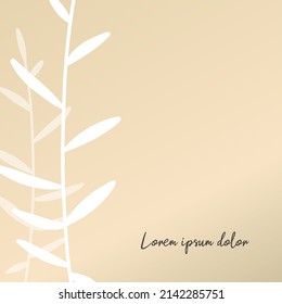 Floral square background. Frame with leaves.Trendy minimal vector abstract art template suitable for social media post, greeting card, mobile apps, banner designs and online advertising