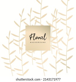 Floral square background. Frame with leaves.Trendy minimal vector abstract art template suitable for social media post, greeting card, mobile apps, banner designs and online advertising